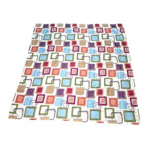 Boho Square Geometric Pattern Shower Curtain Mid Century Modern Retro Bold Color